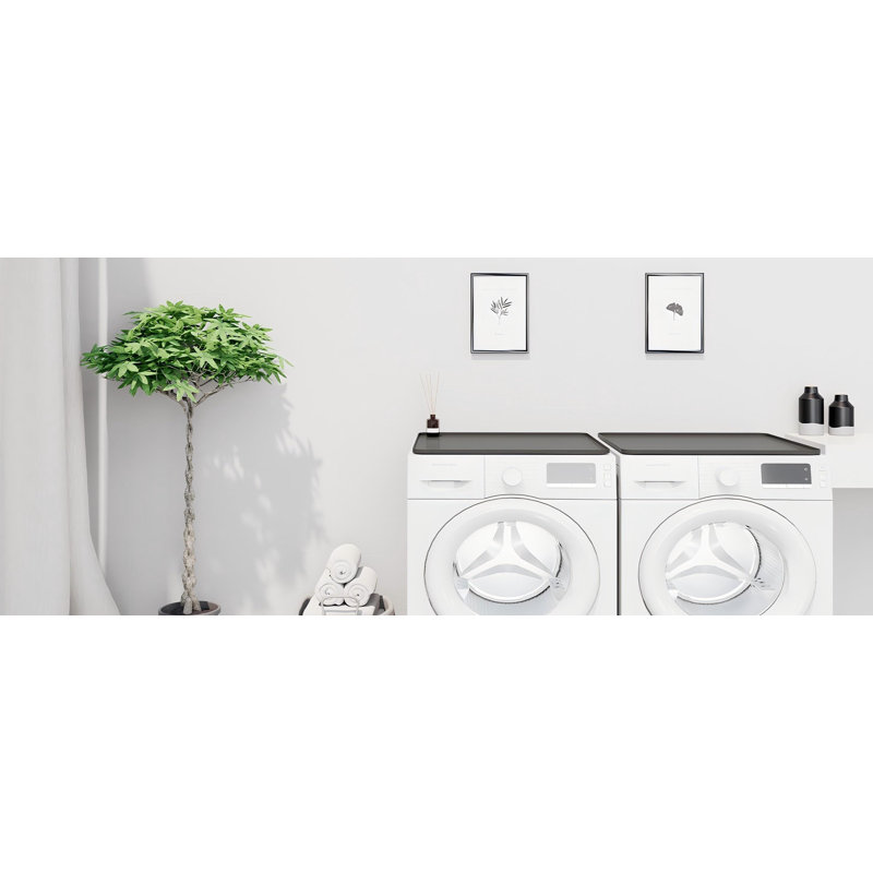 Dryer Top Protector Mat With Lint Trap Hole Cut Out Set, 26" X 18" Silicone Dryer Top Protector Mat Non-Slip Waterproof Laundry Dryer Cover(Dark Grey)