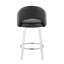Tabouret de comptoir à hauteur fixe avec pivot en bois blanc et similicuir avec repose-pieds rond chromé - ensemble de 2-125535597