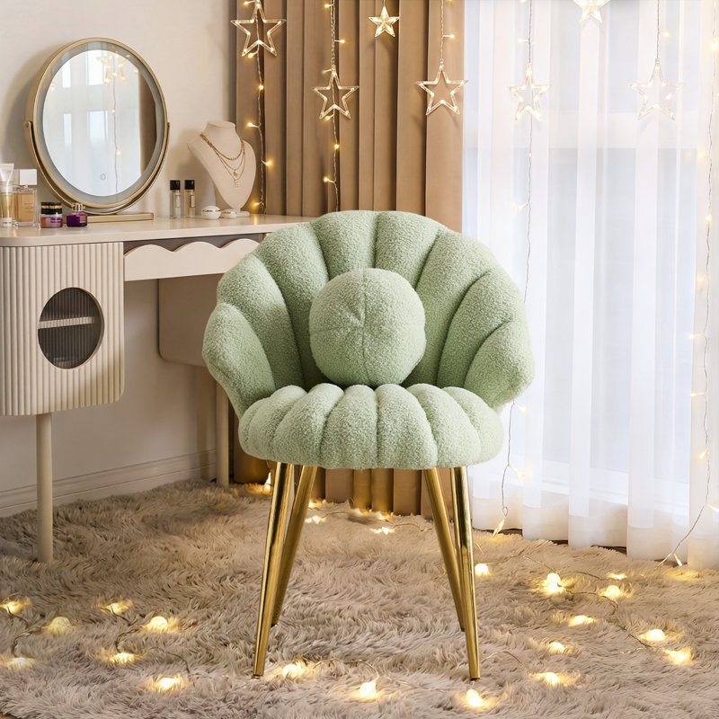 Chaise de coiffeuse en forme de coquillage Elizabeth, Vert