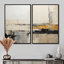 Abstrait noir et beige, collage sur route - art mural moderne beige