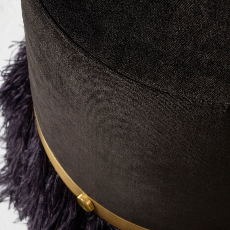 Ostrich Fluff Pouf, Black