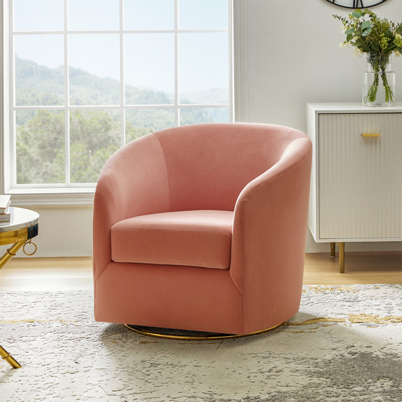 Holden Velvet Swivel Accent Chair, Pink Velvet