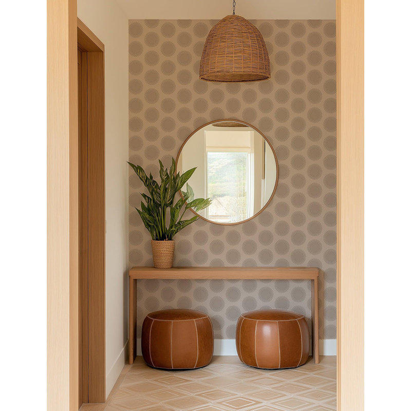 Sunburst - Wallpaper, Pink, Faux Grasscloth, Non-Pasted