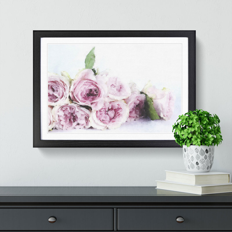 Dusty Pink Roses - Picture Frame Graphic Art Print, Black Framed, 45cm H x 63cm W x 2cm D