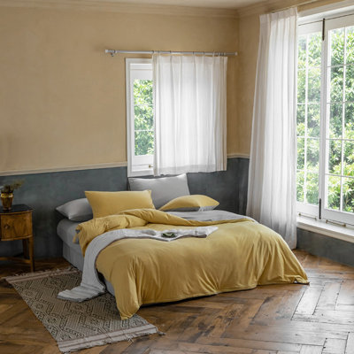 Ensemble de housse de couette 3 pièces en maille 100 % coton uni