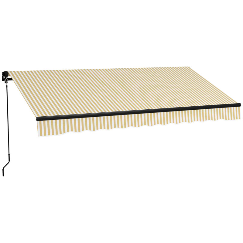 Auvent de balcon rétractable 12 pi x 10 pi, parasol de patio avec manivelle manuelle, tissu 280 g / m², structure en aluminium massif, auvent beige pour terrasse et cour de 10 pi, contrôle de l'abri de soleil, robuste protégé