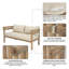 Ensemble de mobilier de patio 4 pièces en bois d'acacia, ensemble de conversation extérieur brun clair avec coussins beiges déperlants, canapé 2 places, 2 chaises et table basse