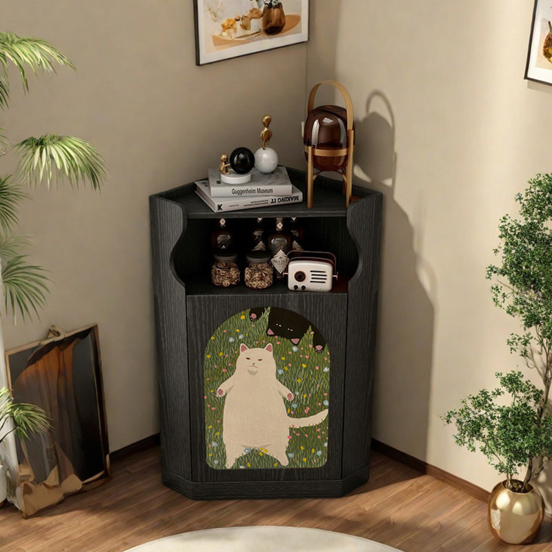 Storage cabinet Multi-functional corner cabinet., Black