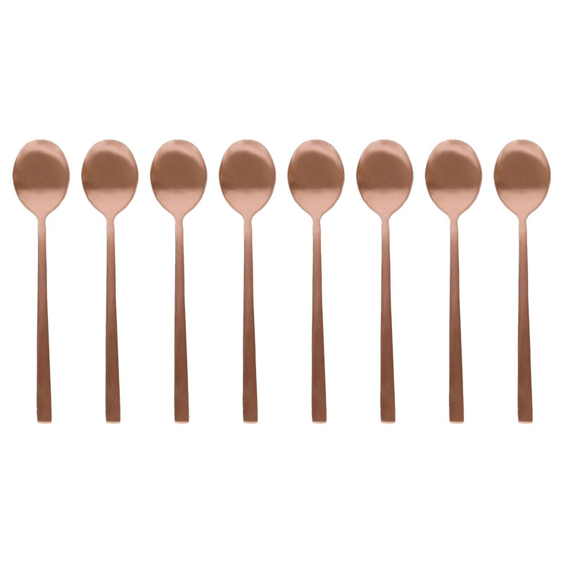 Stainless Steel Teaspoons - 14.5cm - Pack of 8, Copper