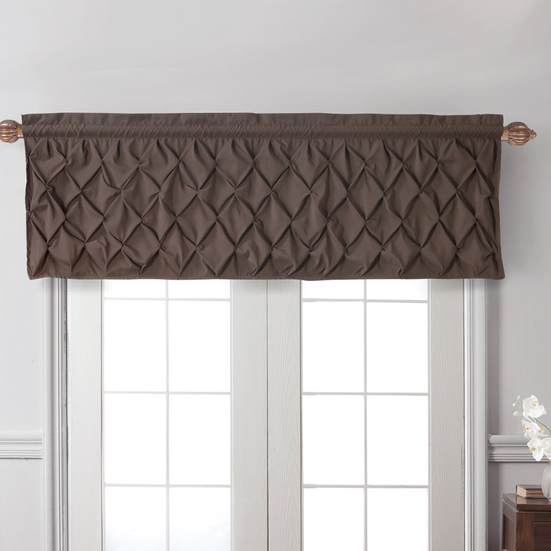 Chocolate Pintuck Textured Rod Pocket Curtain Valance, 60" x 20"