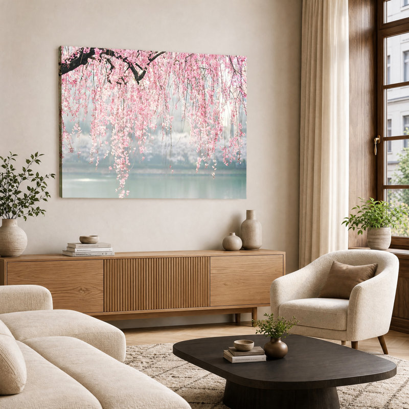 Impression sur toile encadrée en bois, "Blossoms Over The Snow", décoration murale unique et créative, 28x40in