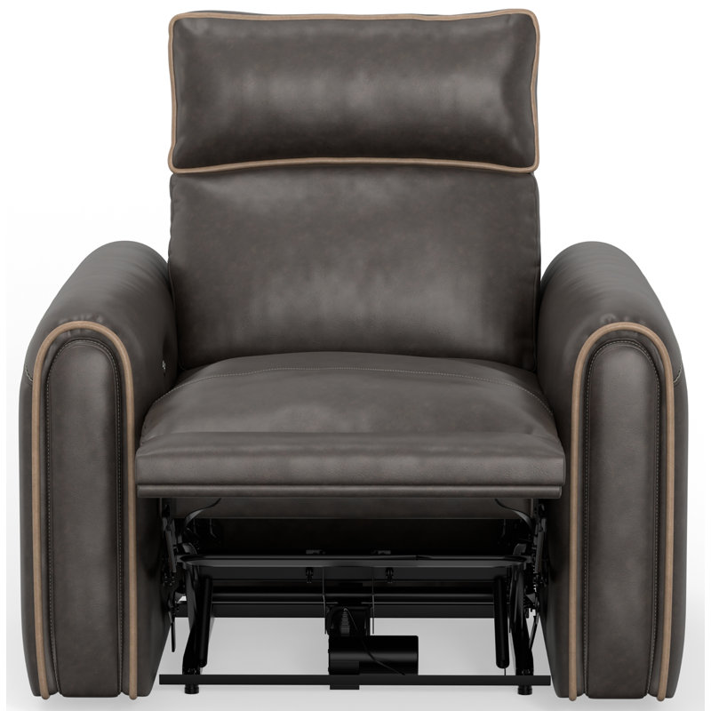 Ayoka 40" Wide Power Recliner with Power Adjustable Headrest, Brown Polyester