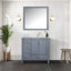 Meuble-lavabo blanc 36 po X P 22 po D, excentré à droite et plateau en marbre de Carrare-117978892