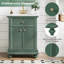 Meuble-lavabo de salle de bain 24 po avec tiroir basculant, charnières à fermeture en douceur et pieds tournés en boule, meuble de rangement autoportant avec structure ouverte à l'arrière, style français d'élégance-129455939