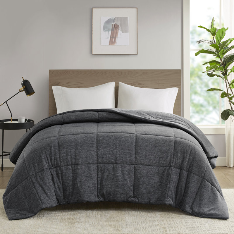 Sleep Philosophy Jersey Knit Down Alternative Comforter, Black, King/Cal King Comforter