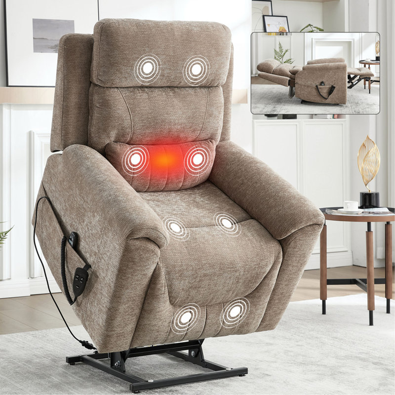 Dual Motor Infinite Position Up To 350 LBS Leatherair Power Lift Recliner Chair, Heavy Duty Motion Mechanism With 8-Point Vibration Massage And Lumbar Heating