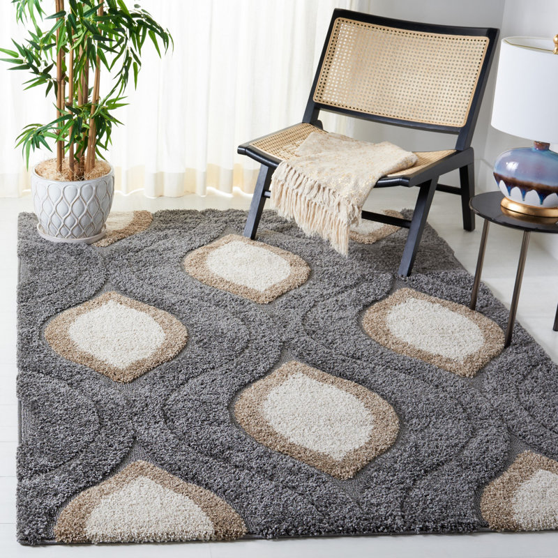 Tapis gris / ivoire à tissage mécanique Altizer, Rectangle 4 pi x 6 pi