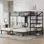 Lits superposés pour lit superposé Triple lit superposé en métal avec bureau et tablettes, économie d'espace / réduction du bruit