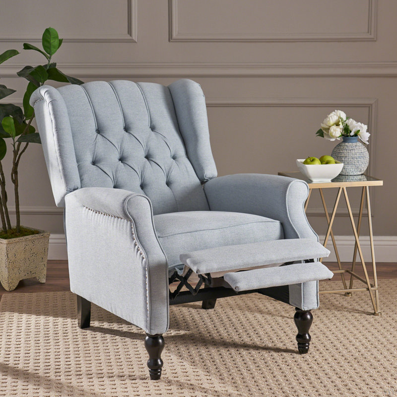 Fauteuil inclinable capitonné en tissu, Bleu clair