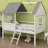 Low Loft Wood House Bed With Two Side Windows-1642704935