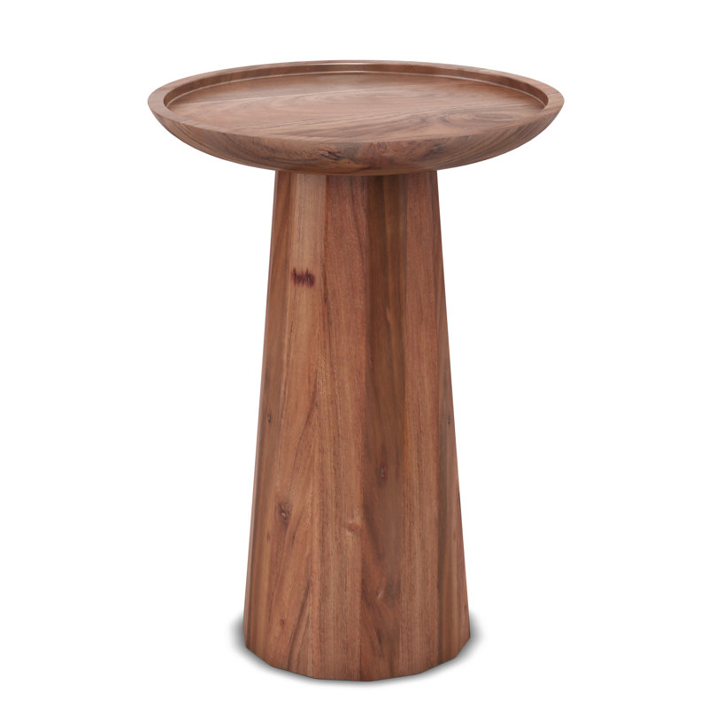 Matney Dayton 13"W Solid Acacia Wood Contemporary Round End Table with Textured Finish, Light Cognac