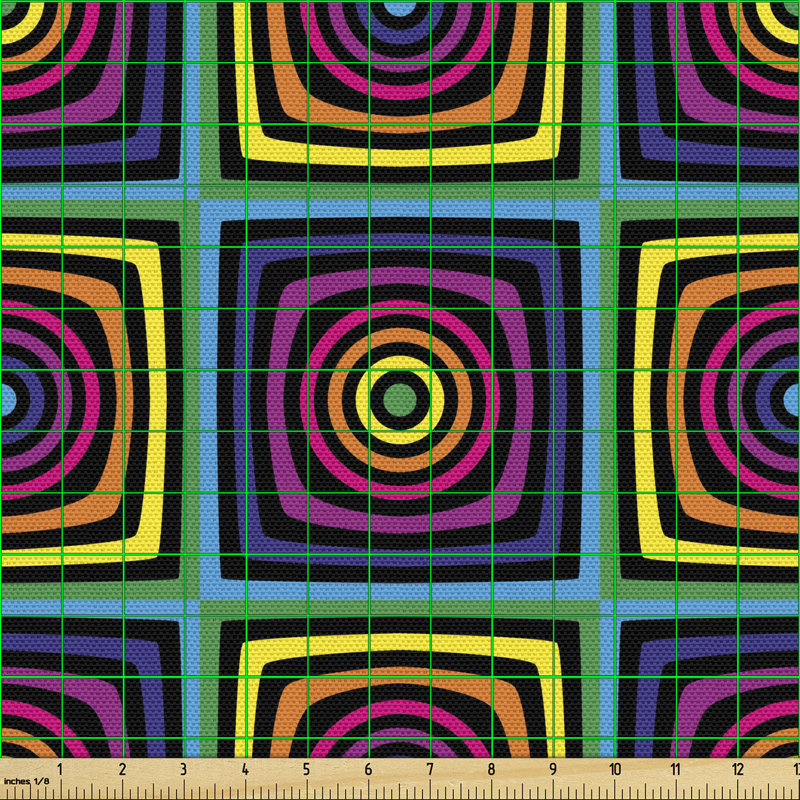 Chinika Whirlpool Effect Nested Square and Circles Multi-Purpose Fabric