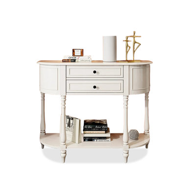 White Solid Wood Console Table