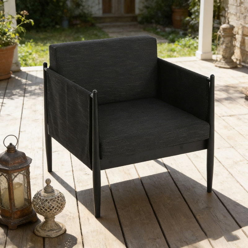 Chaise club en aluminium noir, Noir-1