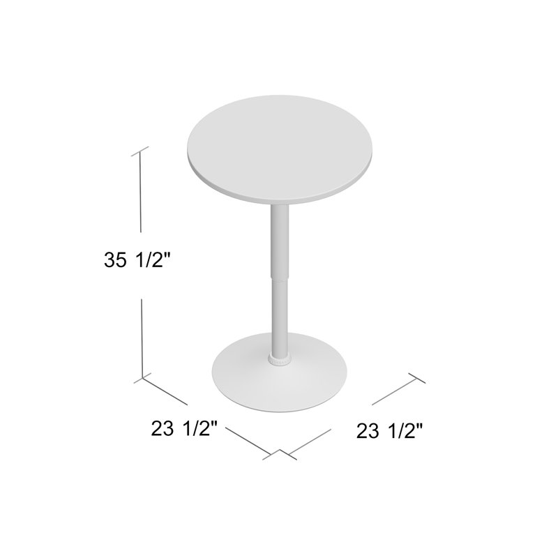Table ronde ajustable en bois de pin 23,5 po Cohan (plage réglable de 26,25 po à 35,5 po)