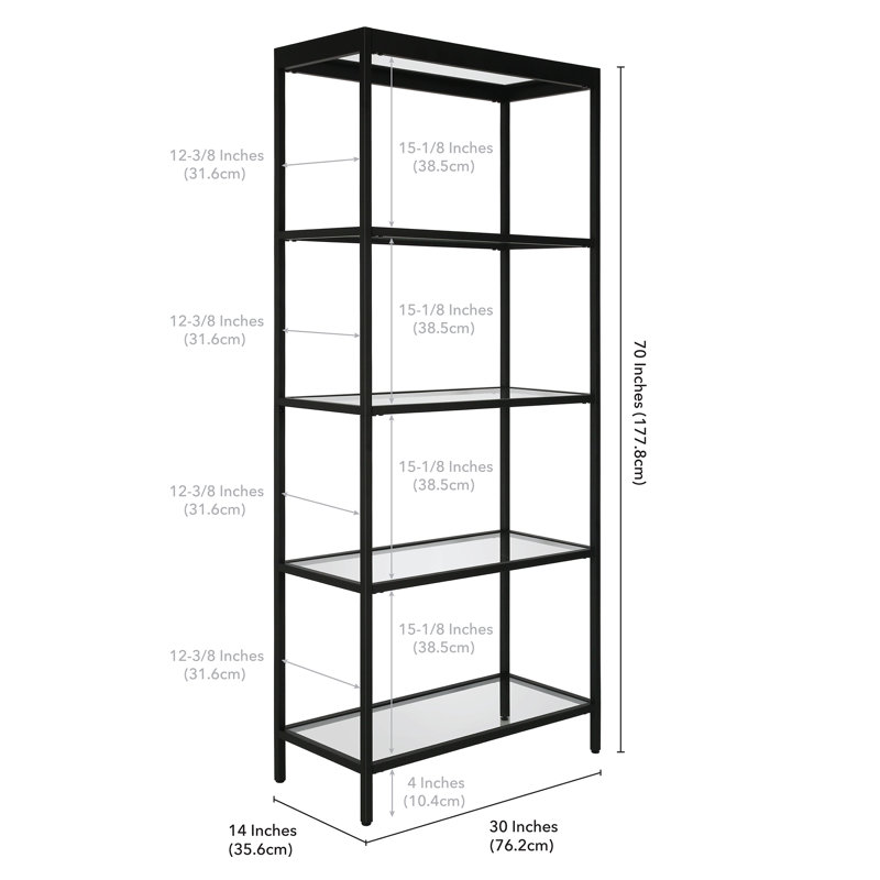 Alexis 177.8cm H x 76.2cm W Steel Standard Bookcase, Black