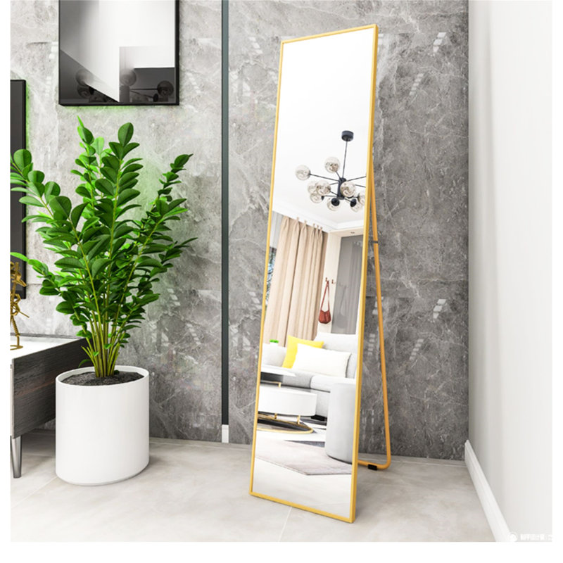 Miroir pleine grandeur en alliage d'or, 64,35 po x 23,88 po, 2,97 po, 25 lb, 65 po, 24 po, 3 po