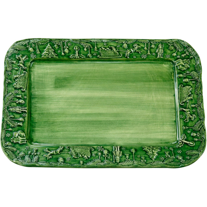 Plateau rectangulaire vert Fiabe di Natale