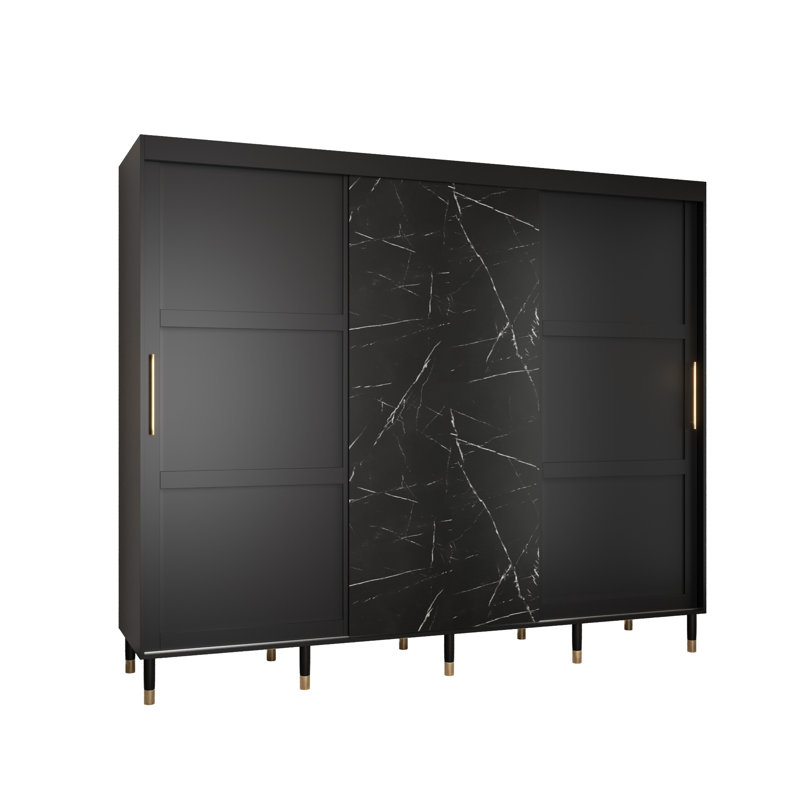 Annajulia Manufactured Wood Wardrobe, Black Matt