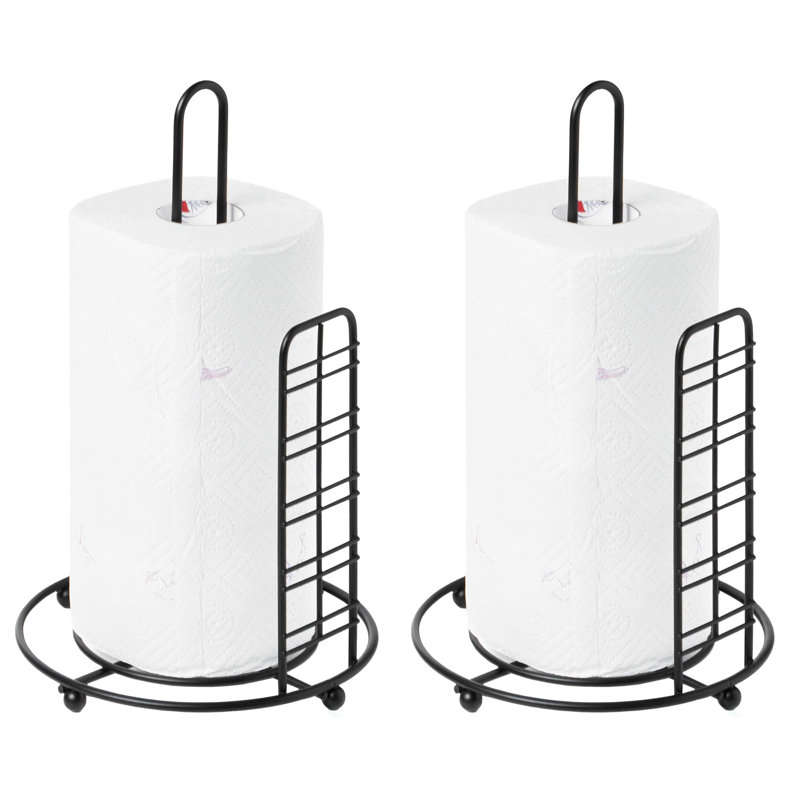 Ensemble de 2 porte-papier sur pied en fer noir autoportant robuste et robuste