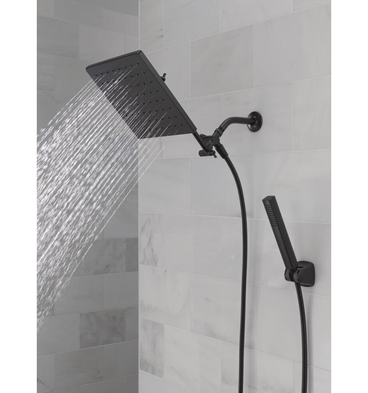 Pomme de douche et douche à main 10 pouces Raincan, pomme de douche à effet pluie et douche à main, Noir mat