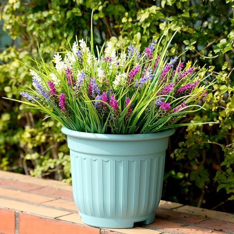 32 paquets d'herbe de singe artificielle avec des fleurs, 13,78 po de couleur artificielle arbustes de lavande pour jardinière