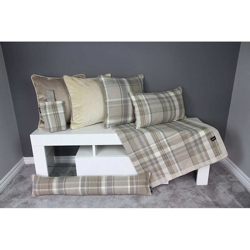 Griggs Plaid Square Cushion, 60 x 60cm, Natural Beige