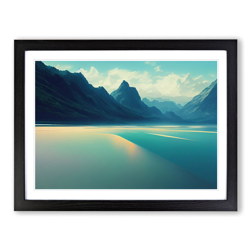 Mountain Lake View - Framed Print, Black Framed, 46cm H x 64cm W x 2cm D