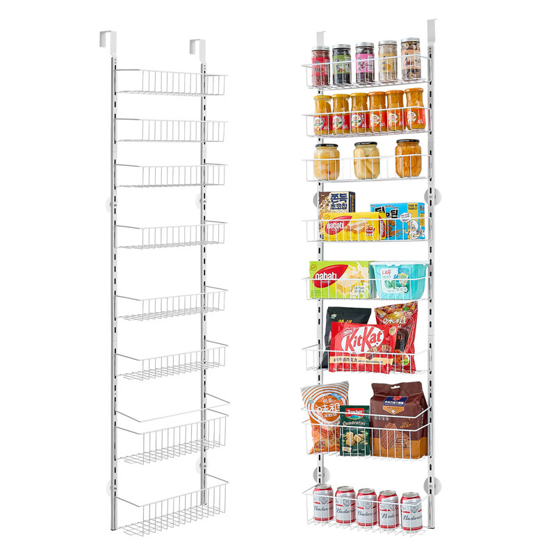 Étagère de rangement suspendue à 8 niveaux au-dessus de la porte, Blanc