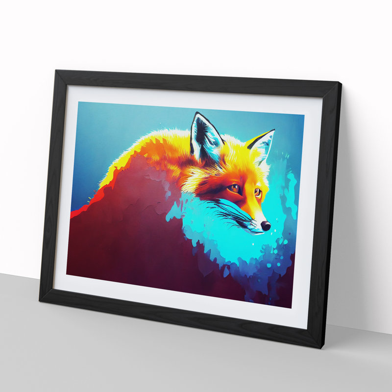 Fox Vol.4 - Single Picture Frame Painting, Black, 46cm H x 64cm W x 2cm D
