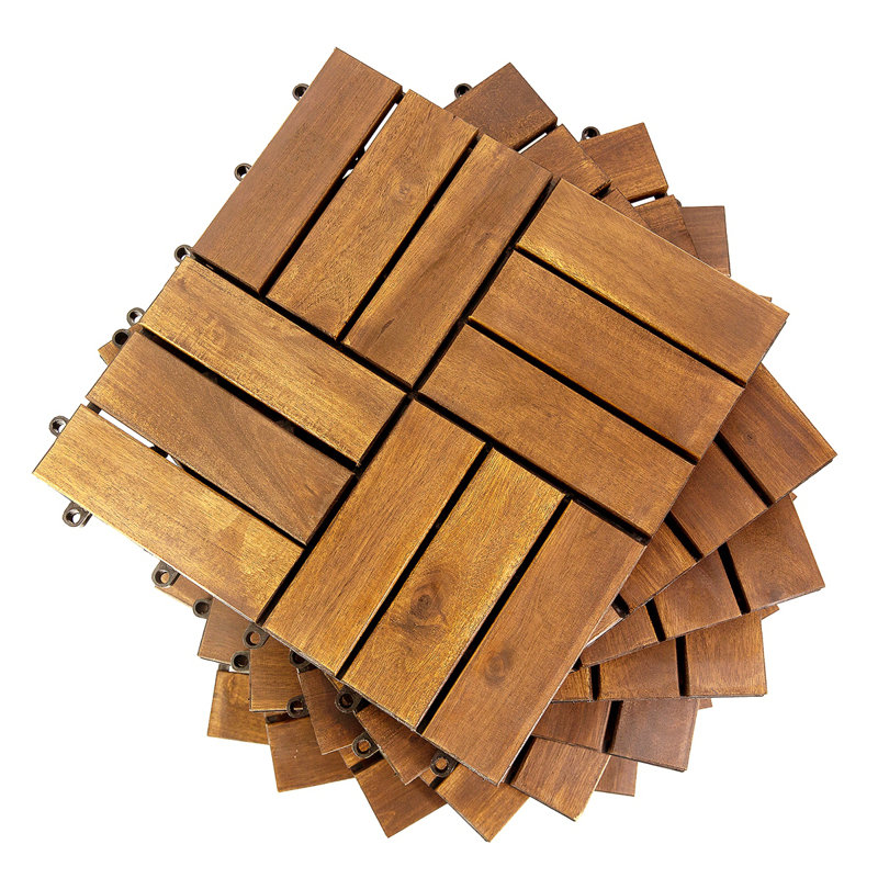 12 po X 12 po Acacia 12 lattes carreaux de terrasse à carreaux 10 pièces
