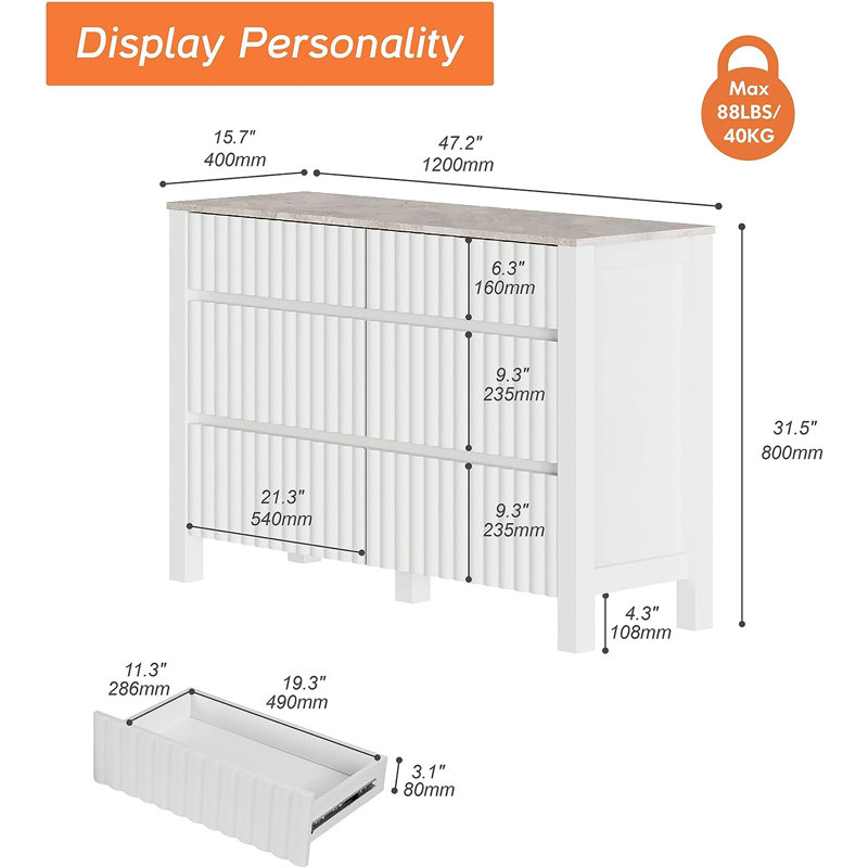 Commode 6 tiroirs Benica
