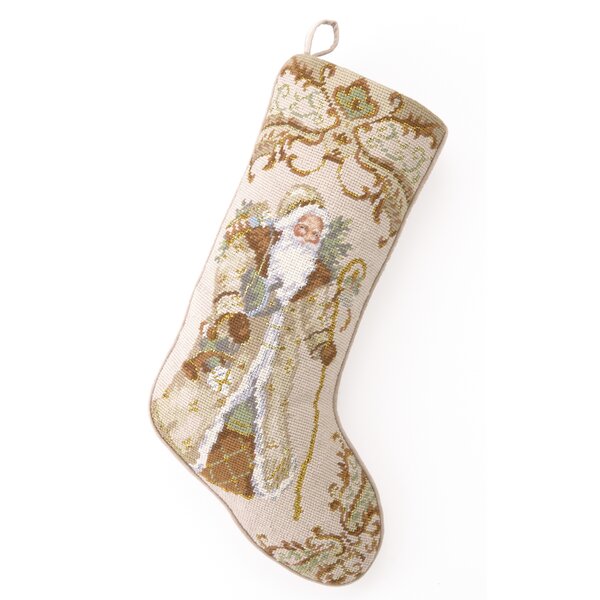 The Holiday Aisle® Casler Santa with Gifts Needlepoint Stocking | Wayfair