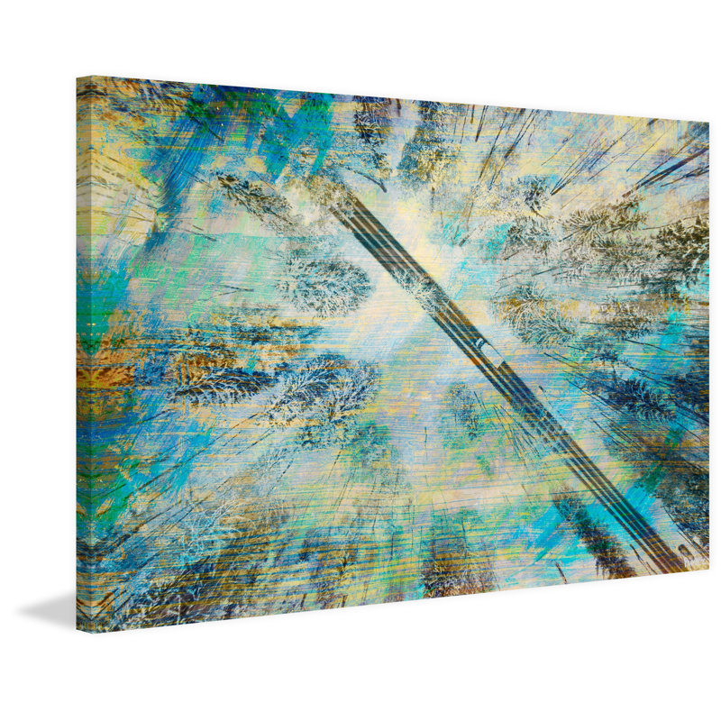 Tall Tree Road Abstract Blue and Green Canvas Art
