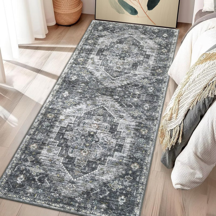 Area Rug for Living Room Boho Vintage Rug Non Slip Throw Rugs Floral Bedroom Rug