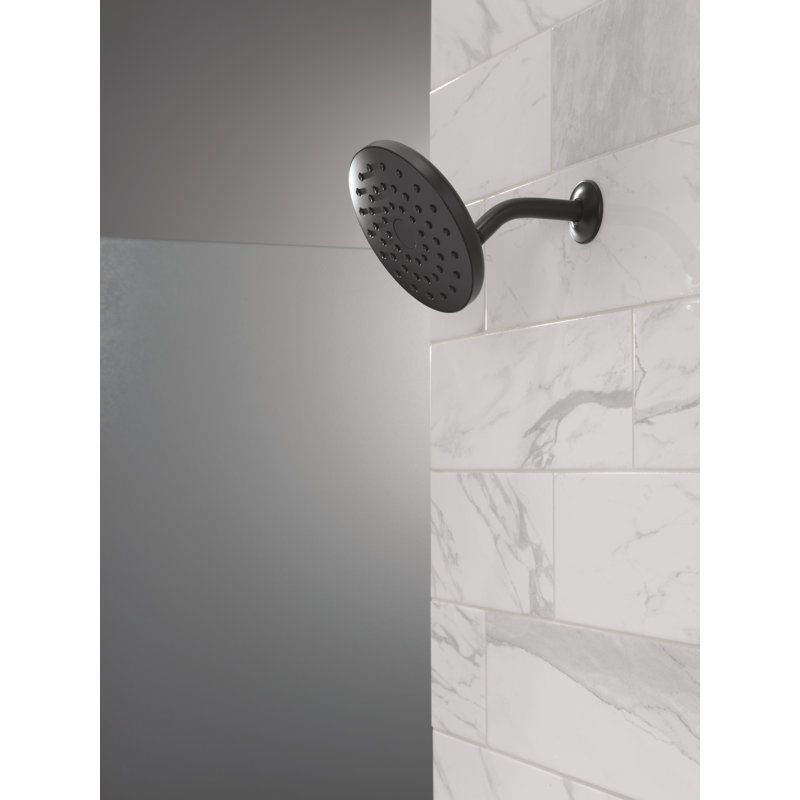 PivotPro Rain Showerhead, Single Setting 7 Inch Round Shower Head 2.5 GPM Matte Black, Matte Black