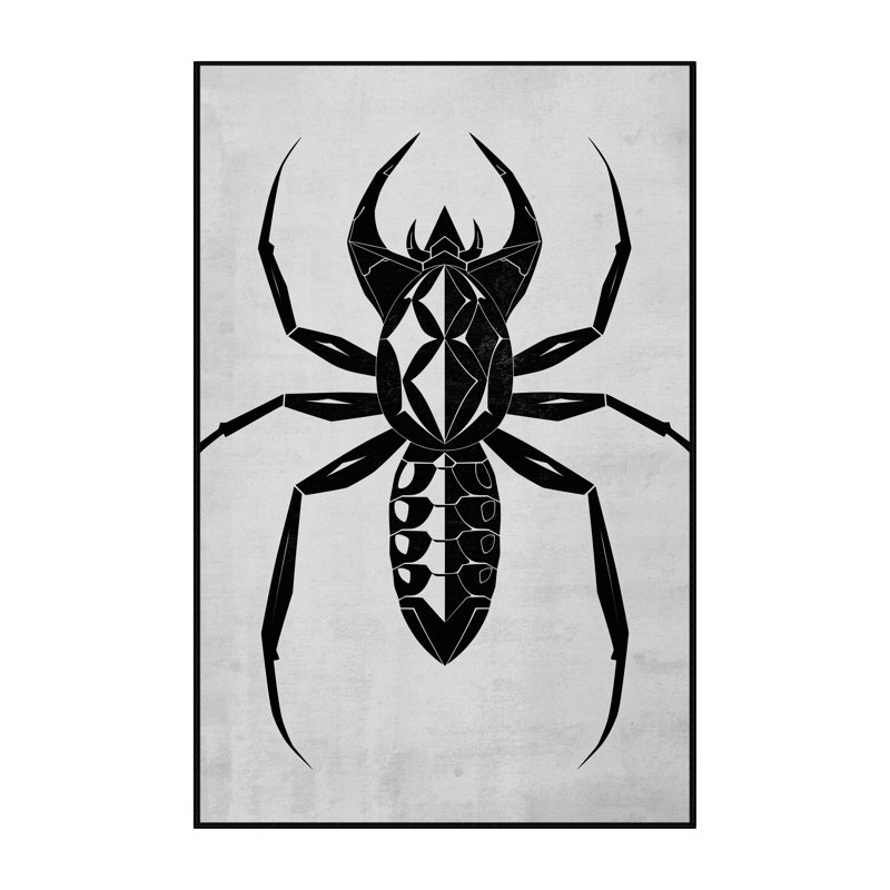 Tapis géométrique moderne gris / noir lavable à la machine Aidan Alien, 8 x 12