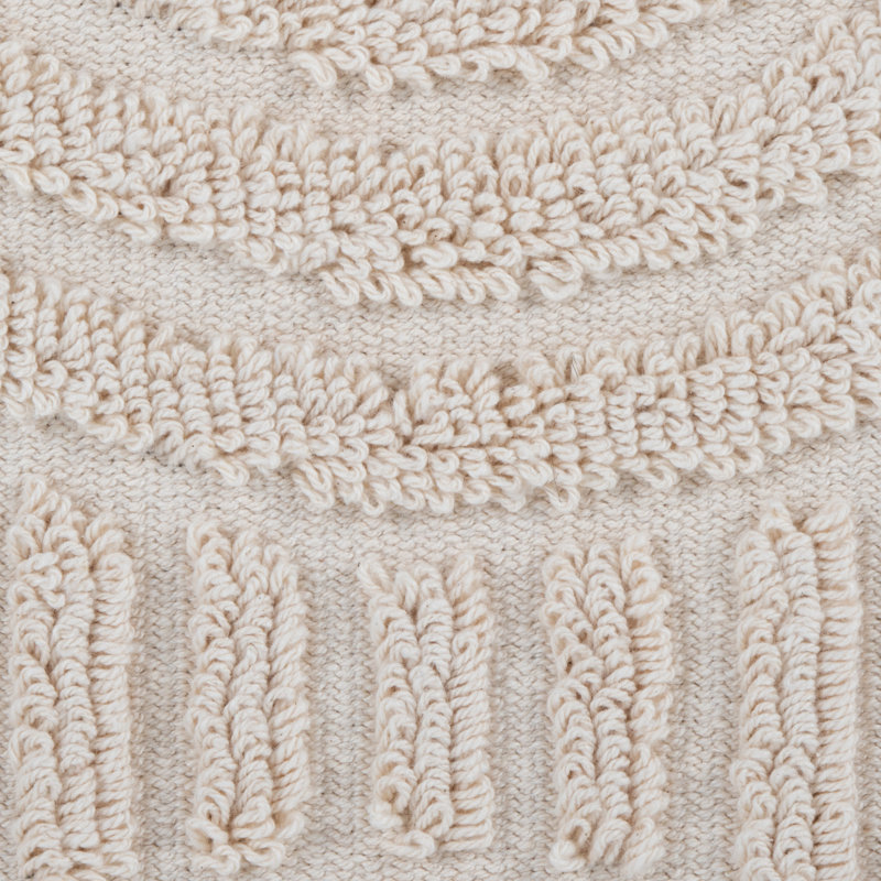 Rangement multi-fonctionnel en coton beige de 18 pouces avec motif à poils longs, couvercle amovible, limite de 250 lb, aucun assemblage requis. Style texturé de 18 po.