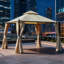 Pavillon de jardin extérieur en acier 10 'x 10' avec rideaux d'intimité en polyester