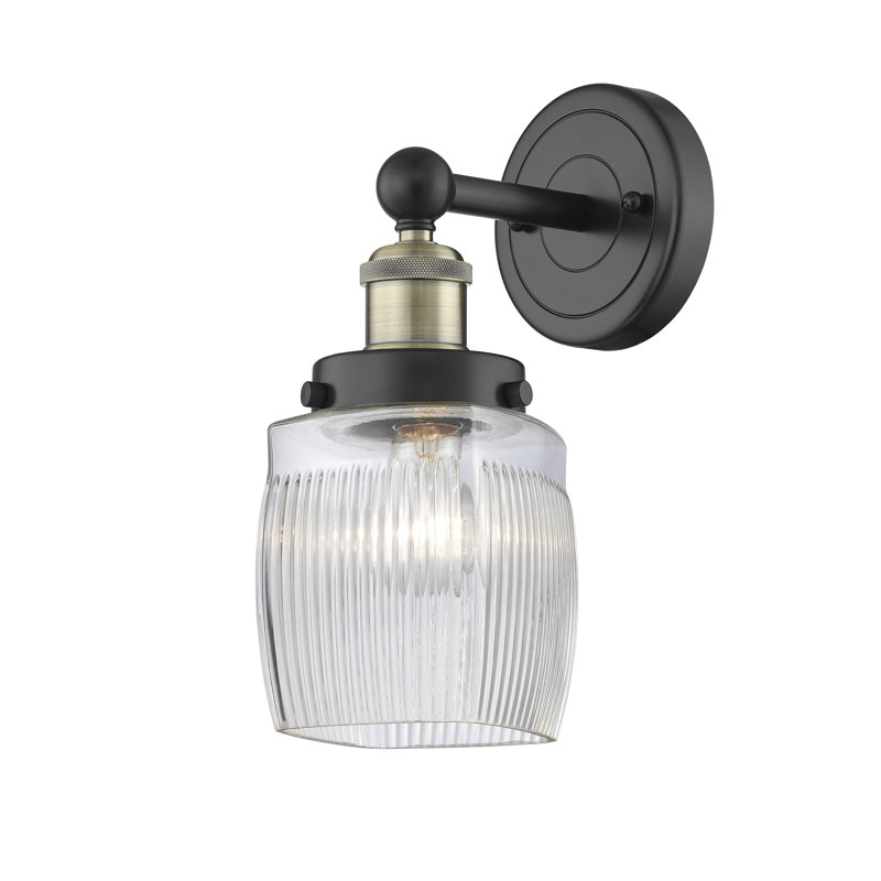 Keenan Steel Armed Sconce, Black Antique Brass